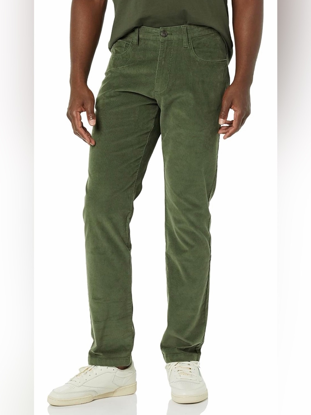 Goodthreads Mens Slim-Fit Comfort Stretch Dark Green Corduroy Pant 28X29
